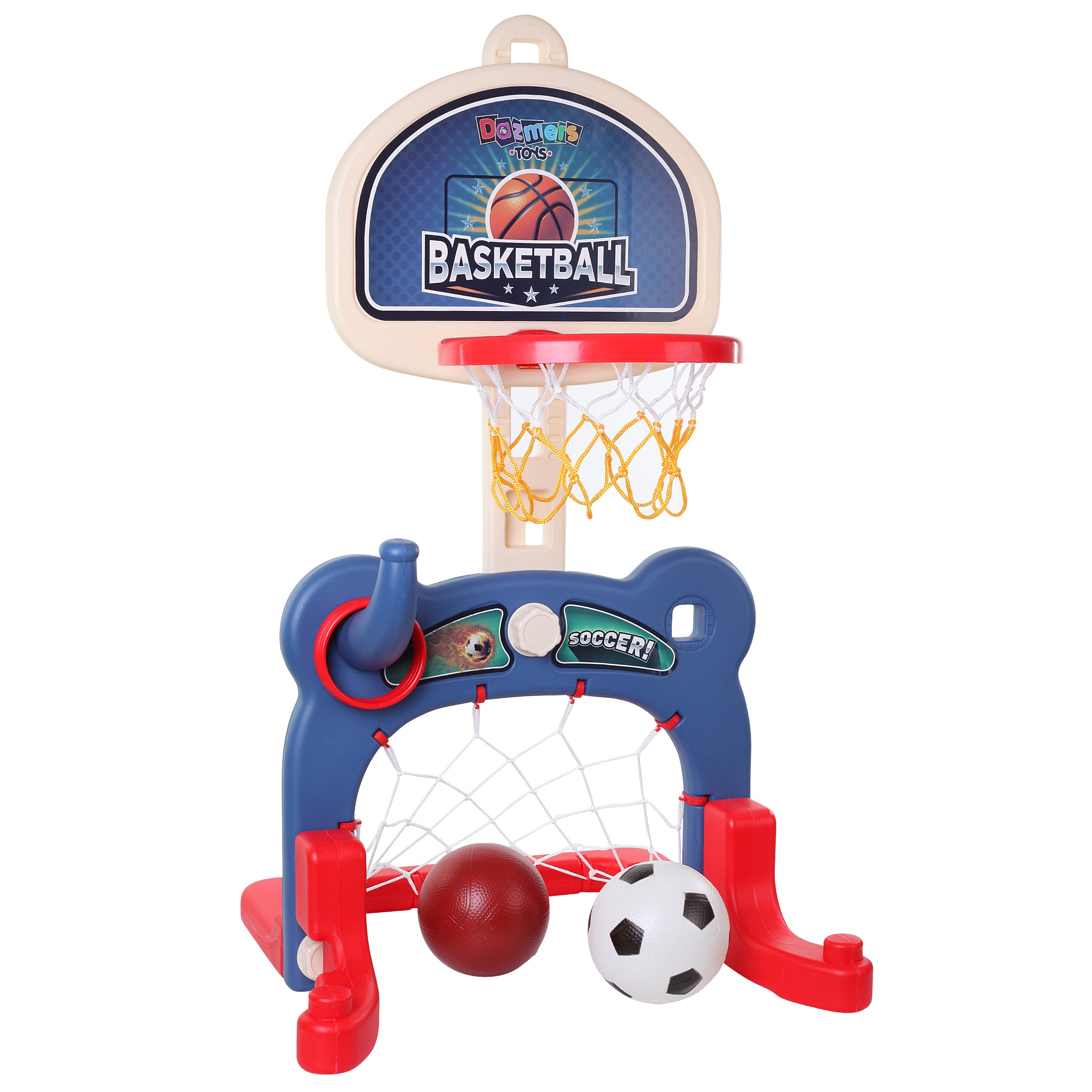 3-in-1 Kids Sports Center: Basketball / Soccer / Toss