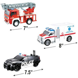 Friction Powered Fire Engine Truck, Ambulance and Police Car