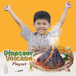 Mist-spouting Volcano Set with 8 Dinosaurs Figures
