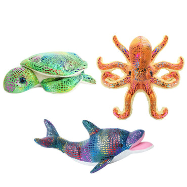 Glitter Animals Plush Toys Set of 3 Ocean Sea Creatures
