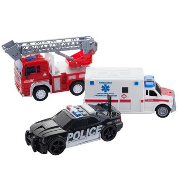 Friction Powered Fire Engine Truck, Ambulance and Police Car