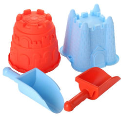 2 Sand Castle Beach Buckets and 2 Shovels for Kids - 7 Inch
