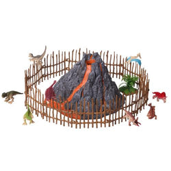 Mist-spouting Volcano Set with 8 Dinosaurs Figures